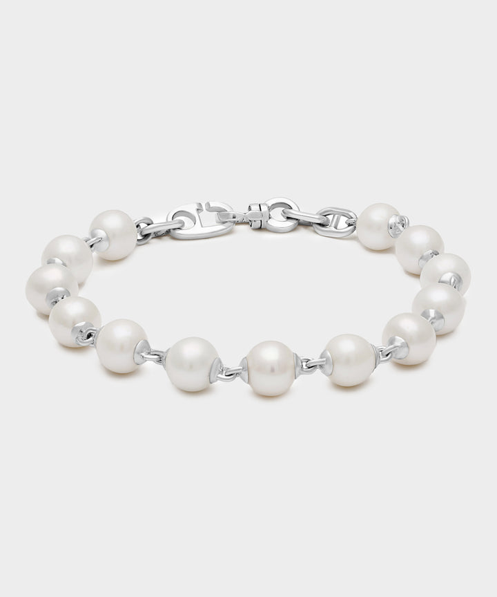Maor Sterling Silver Consi Bracelet with White Pearls