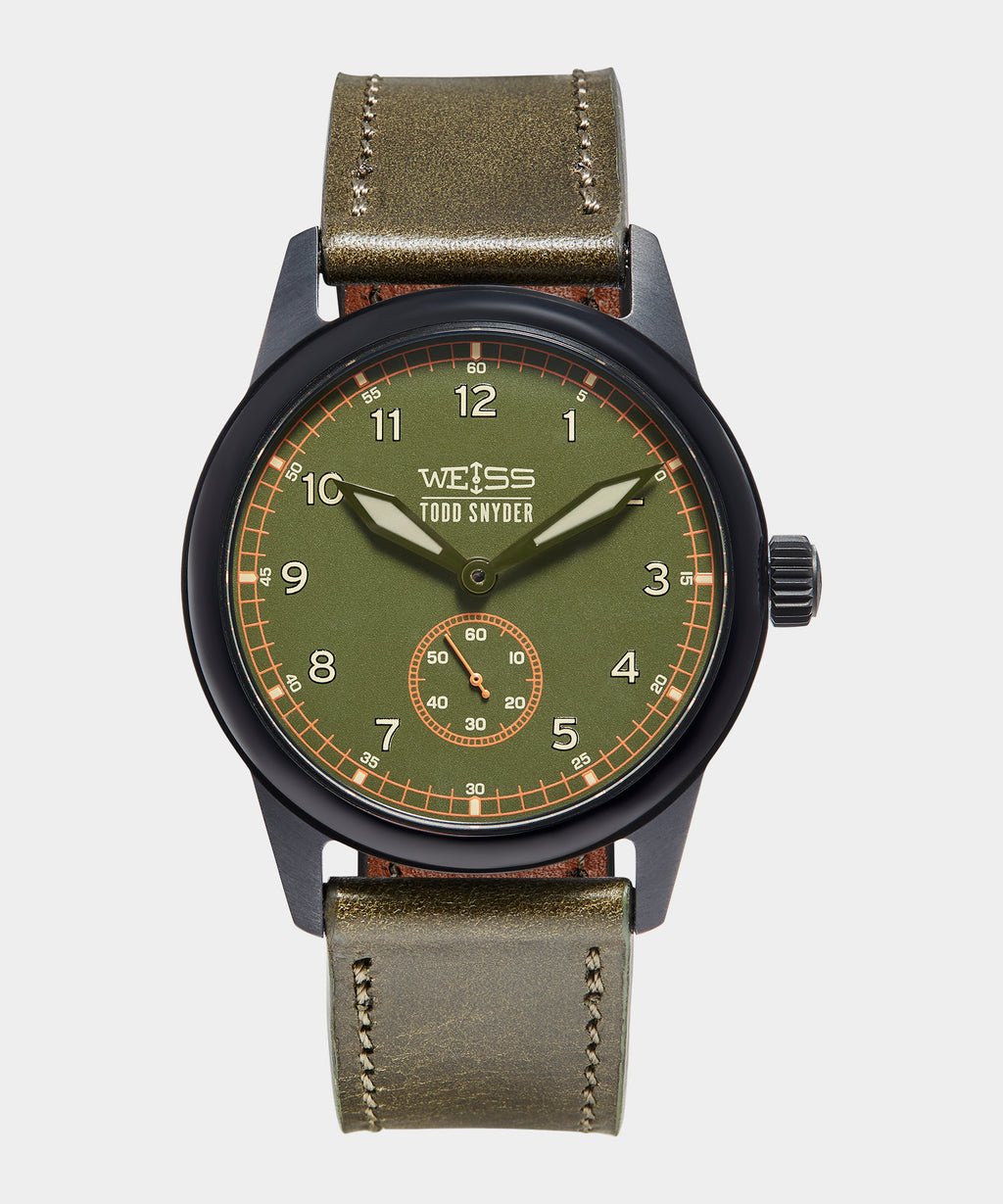 Todd Snyder x Weiss Watch Company 38MM Standard Issue Watch in Forest Ranger