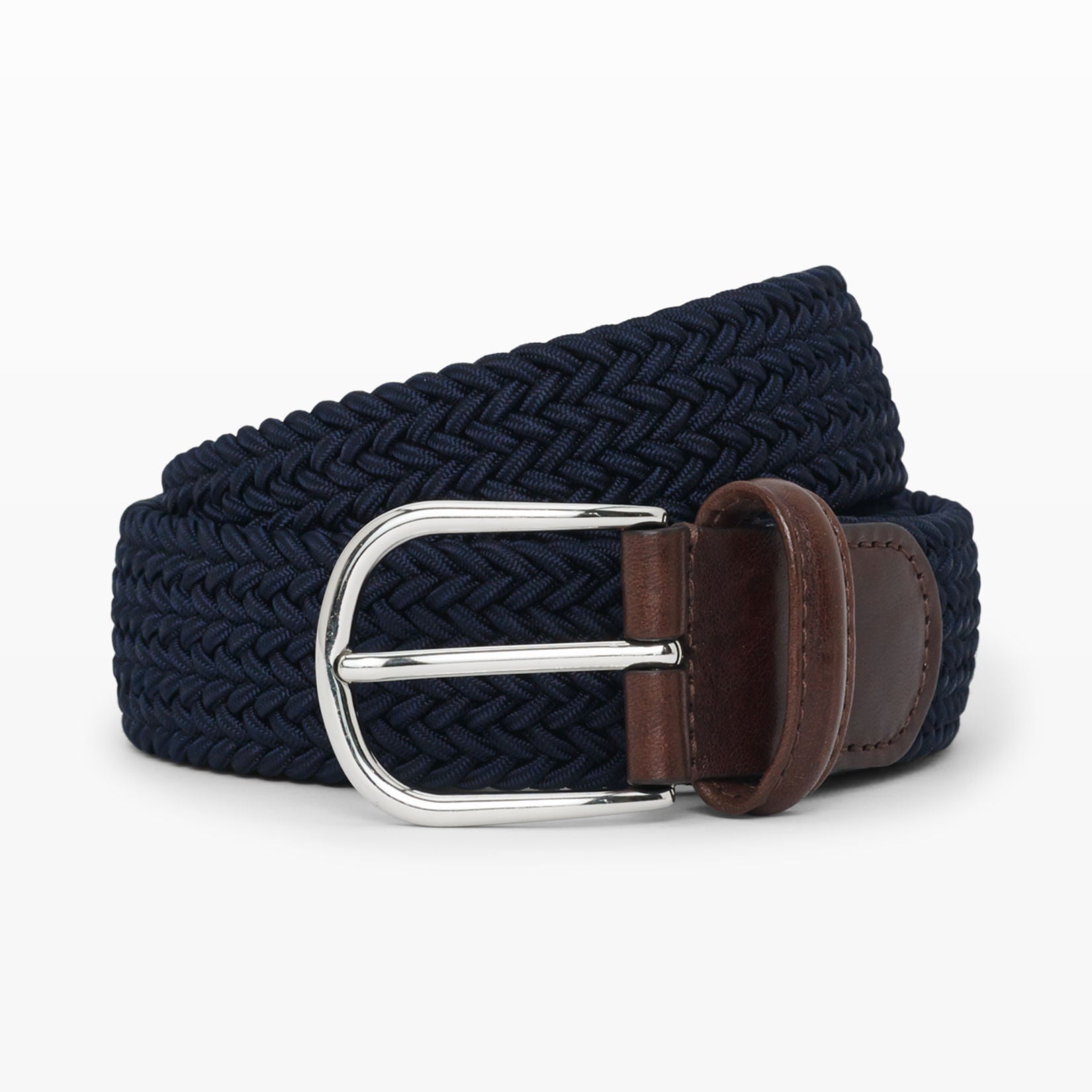 Andersons Basic Stretch Solid Woven Elastic Belt in Navy