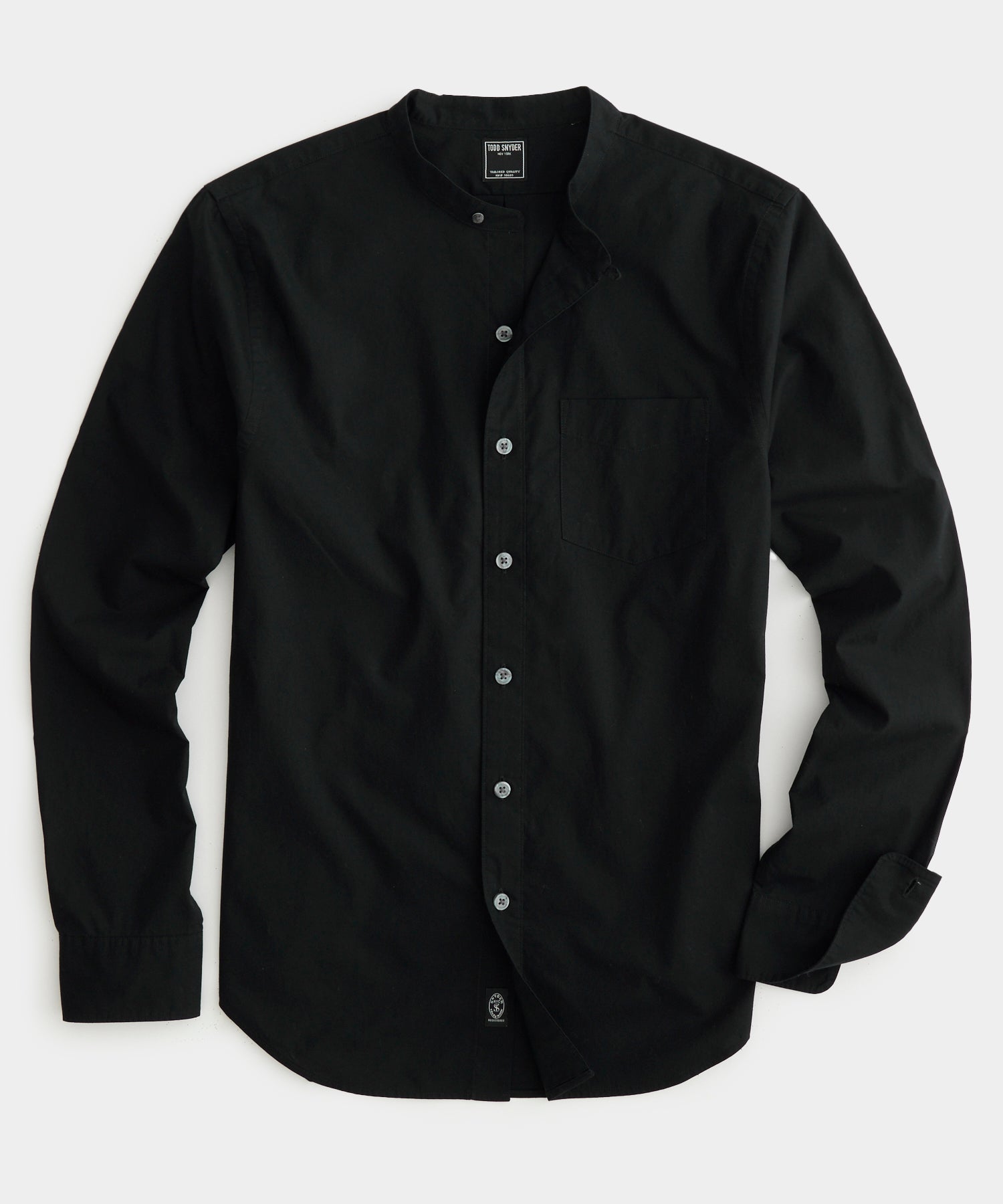 Band Collar Poplin Shirt in Black