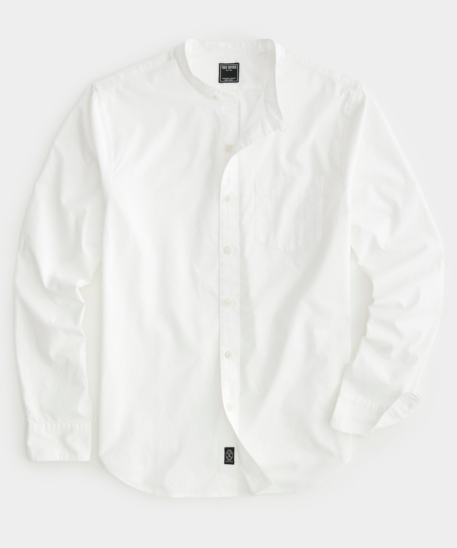 Band Collar Poplin Shirt in White