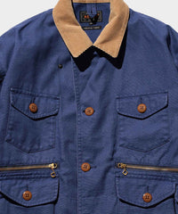 Beams + Fish-hunting Jacket Heavy Oxford in Blue