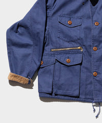 Beams + Fish-hunting Jacket Heavy Oxford in Blue
