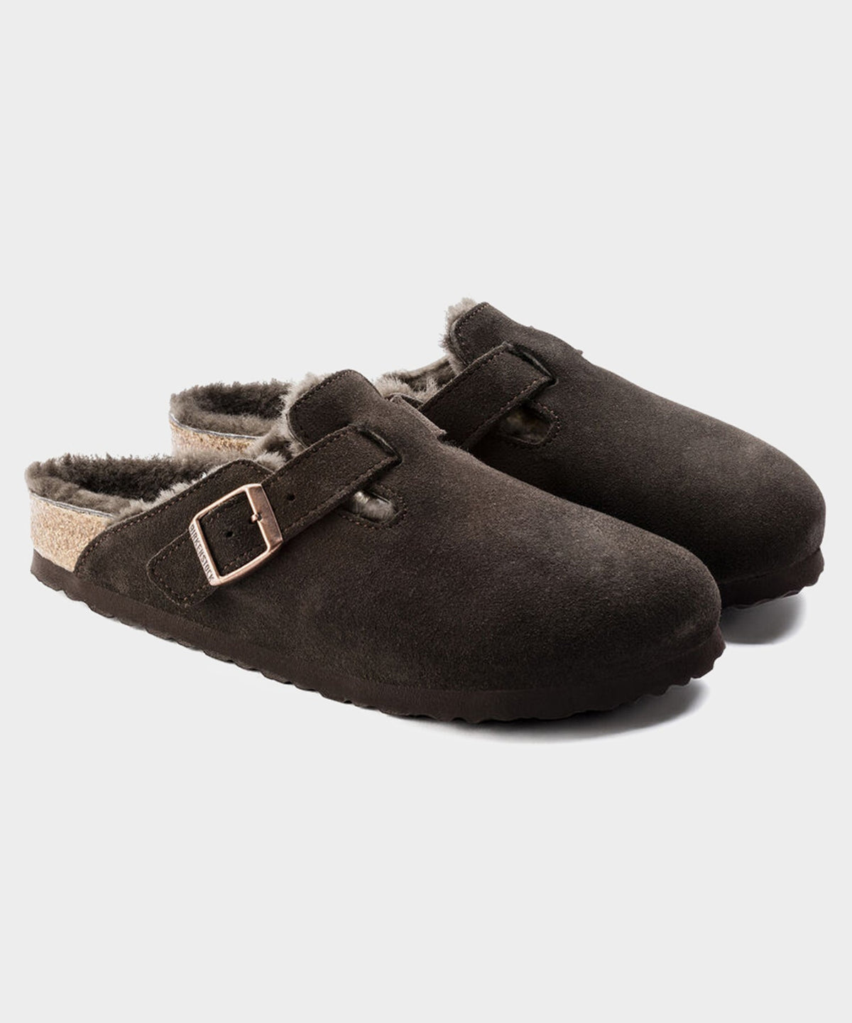 Birkenstock Boston Shearling in Mocha Suede