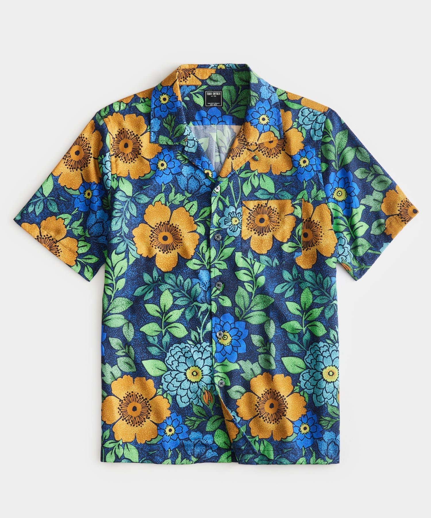 Botanical Camp Collar Shirt in Blue