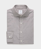 Spread Collar Poplin Dress Shirt in Brown Banker Stripe