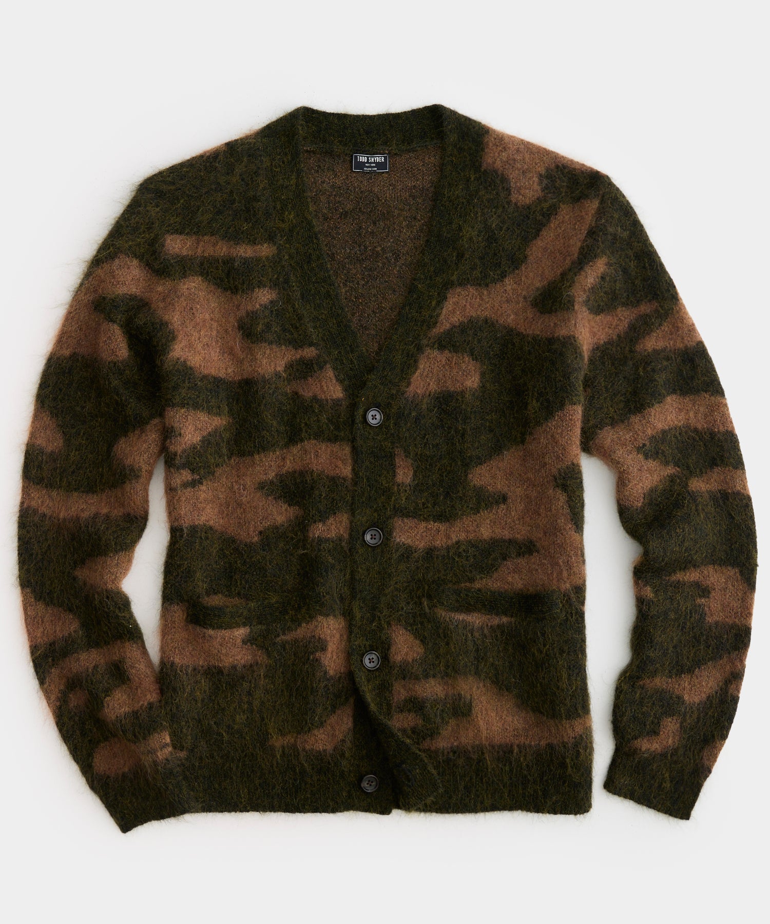 Camo Mohair Cardigan in Olive