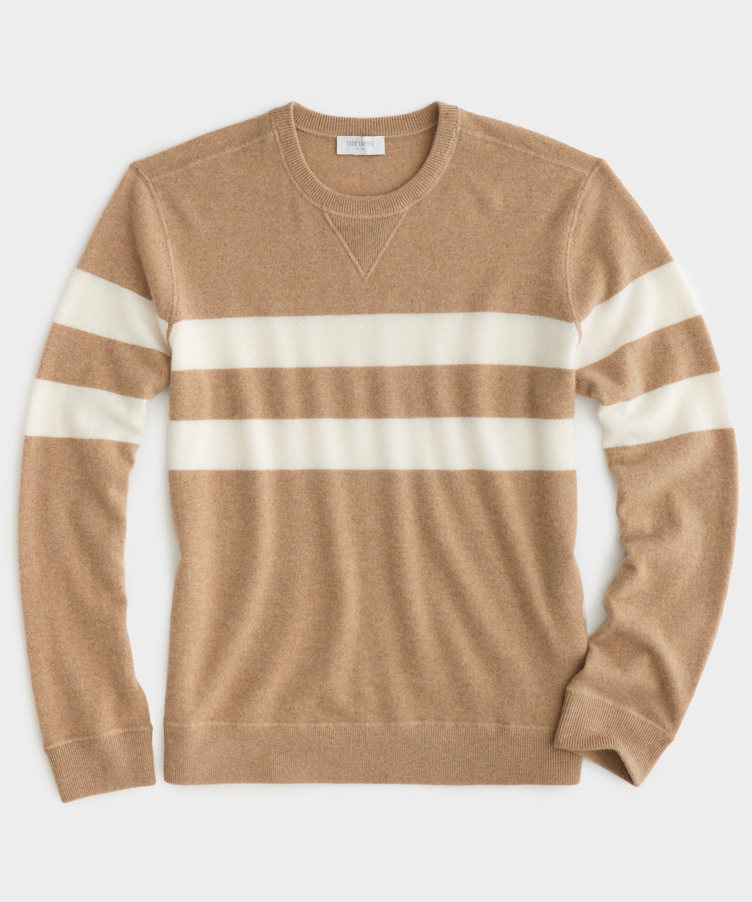 Cashmere Stripe Sweatshirt in Camel