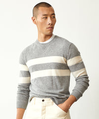 Cashmere Stripe Sweatshirt in Heather Grey