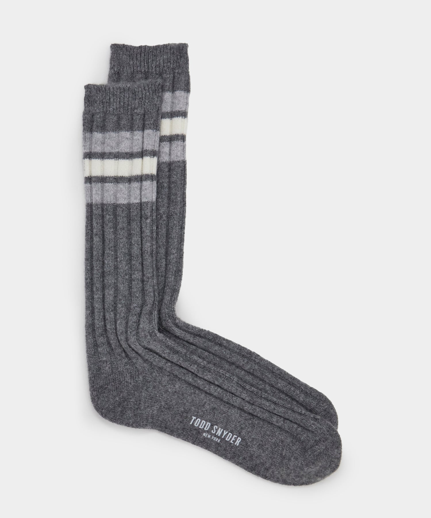 Cashmere Striped Sock in Charcoal Heather