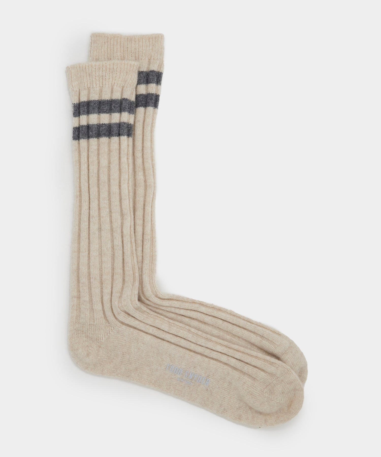 Cashmere Striped Sock in Oatmeal Heather