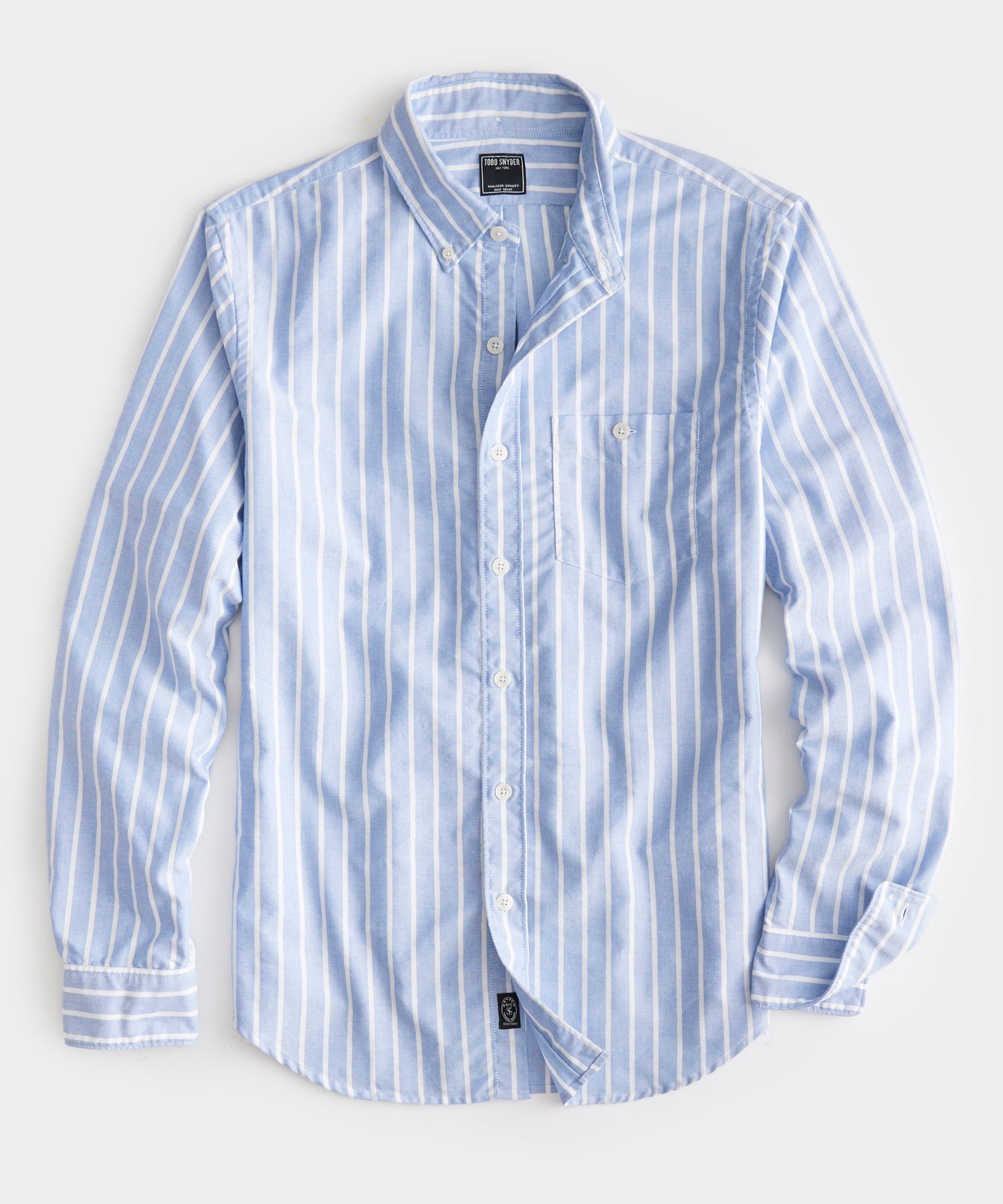 Classic Fit Favorite Oxford Long-Sleeve Shirt in Blue Wide Stripe