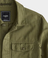 Cotton Linen Officer Shirt Jacket in Olive