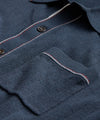Cotton Silk Short Sleeve Full Placket Riviera Polo in Railings