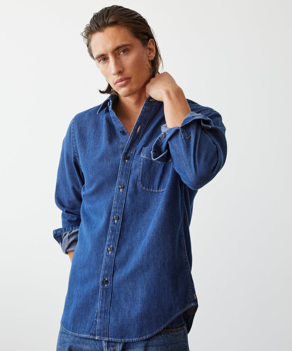 Denim Point Collar Shirt