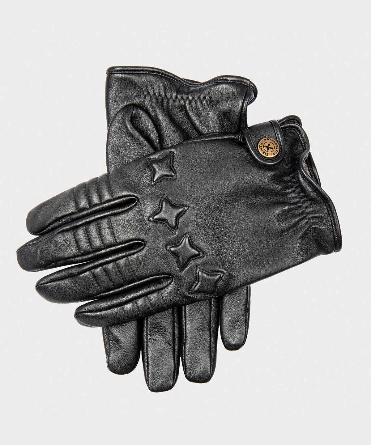 Dents Bikers Style Leather Driving Glove in Black