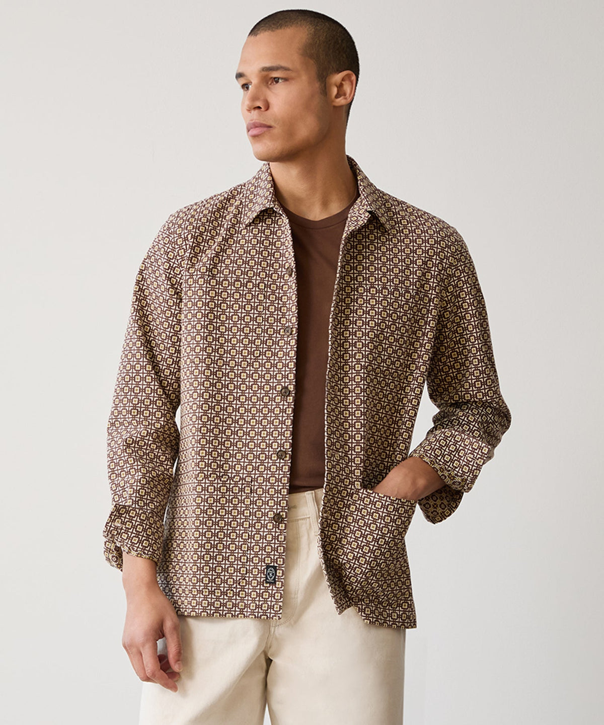 Dobby Chore Shirt in Brown