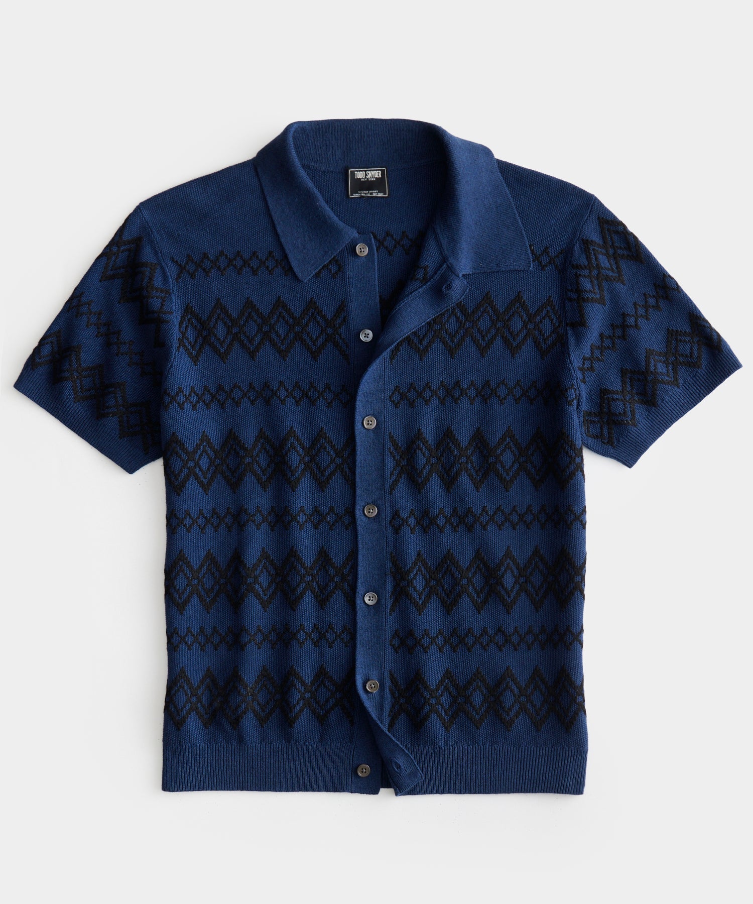 Embroidered Full-Placket Polo in Obsidian
