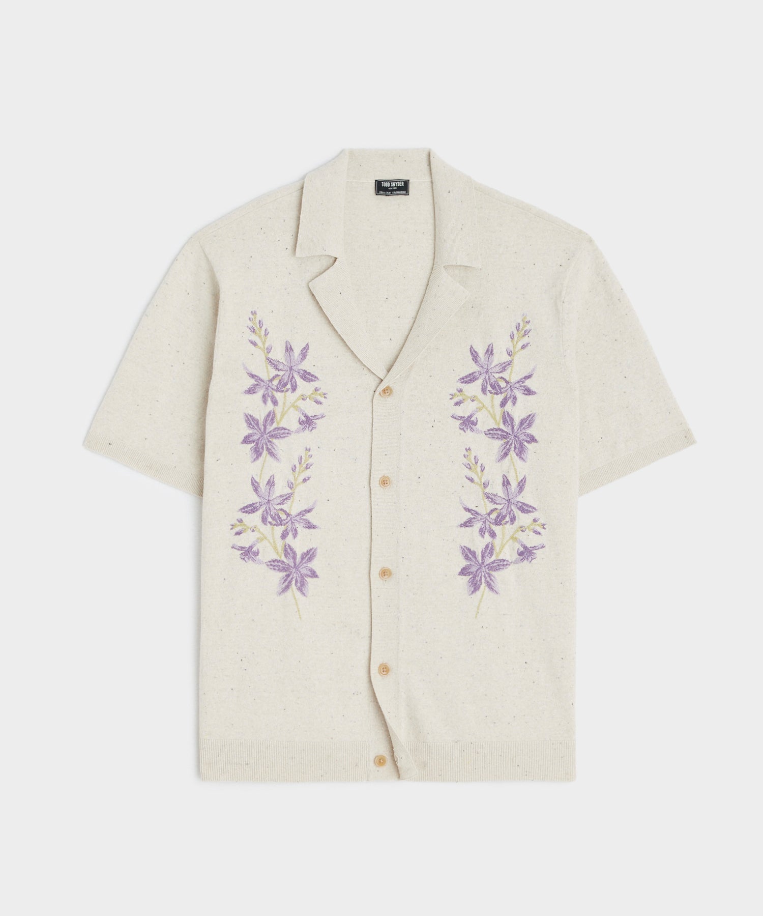 Floral Full-Placket Polo in Dusty Lavender