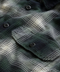 Green Ombre Plaid Two-Pocket Flannel Shirt