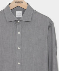 Grey Flanella Spread Collar Dress Shirt