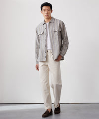 Grey Stripe Linen Shirt Jacket in Grey