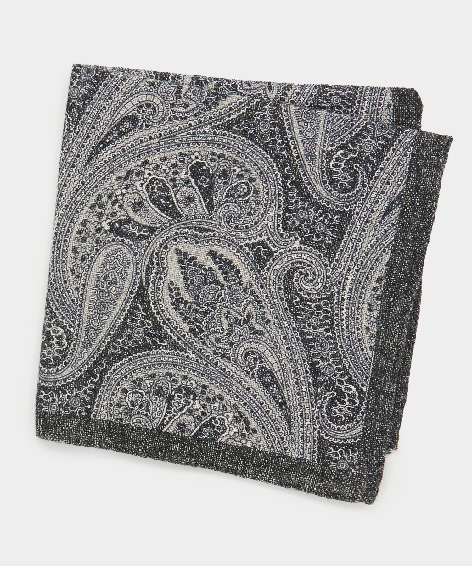 HEATHER PAISLEY POCKET SQUARE IN FADED BLACK
