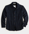 Houndstooth Cashmere Shirt Jacket in Navy