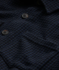 Houndstooth Cashmere Shirt Jacket in Navy