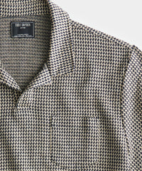 Houndstooth Knit Polo in Classic Navy