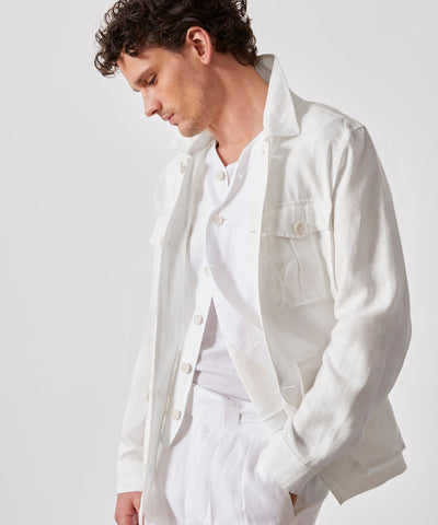 Irish Linen Field Jacket in White