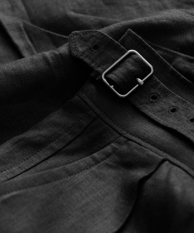 Irish Linen Gurkha Trouser in Black