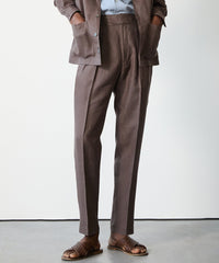 Irish Linen Gurkha Trouser in Dark Brown
