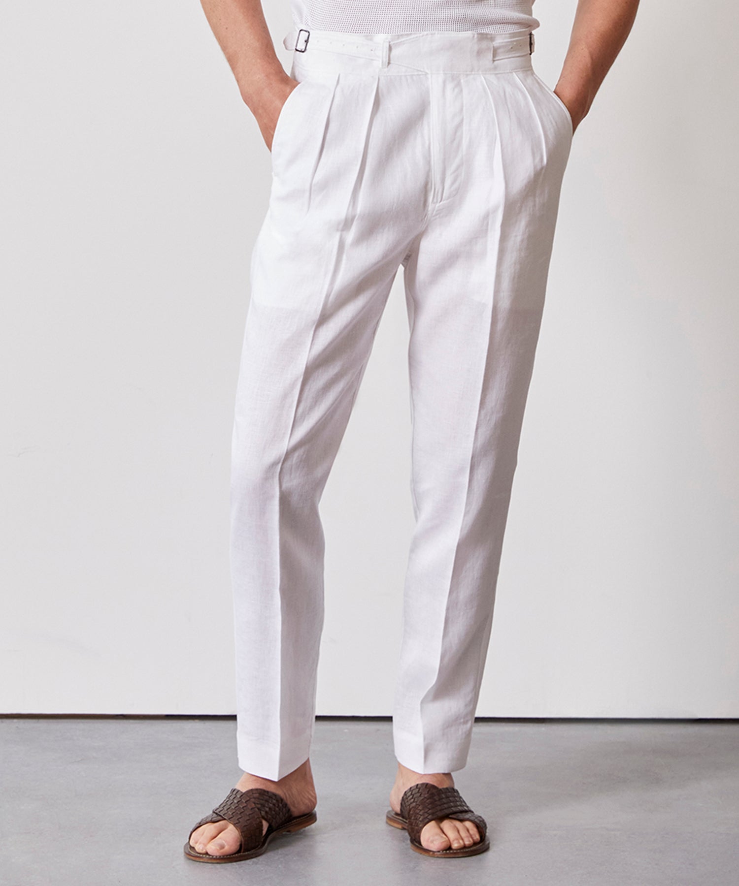 Irish Linen Gurkha Trouser in White
