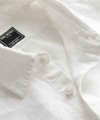 Irish Sea Soft Linen Point Collar Long Sleeve Shirt in White