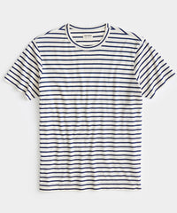 Issued By: Japanese Nautical Stripe Short Sleeve Tee in White