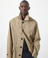Italian Bonded Linen Military Trench in Brown