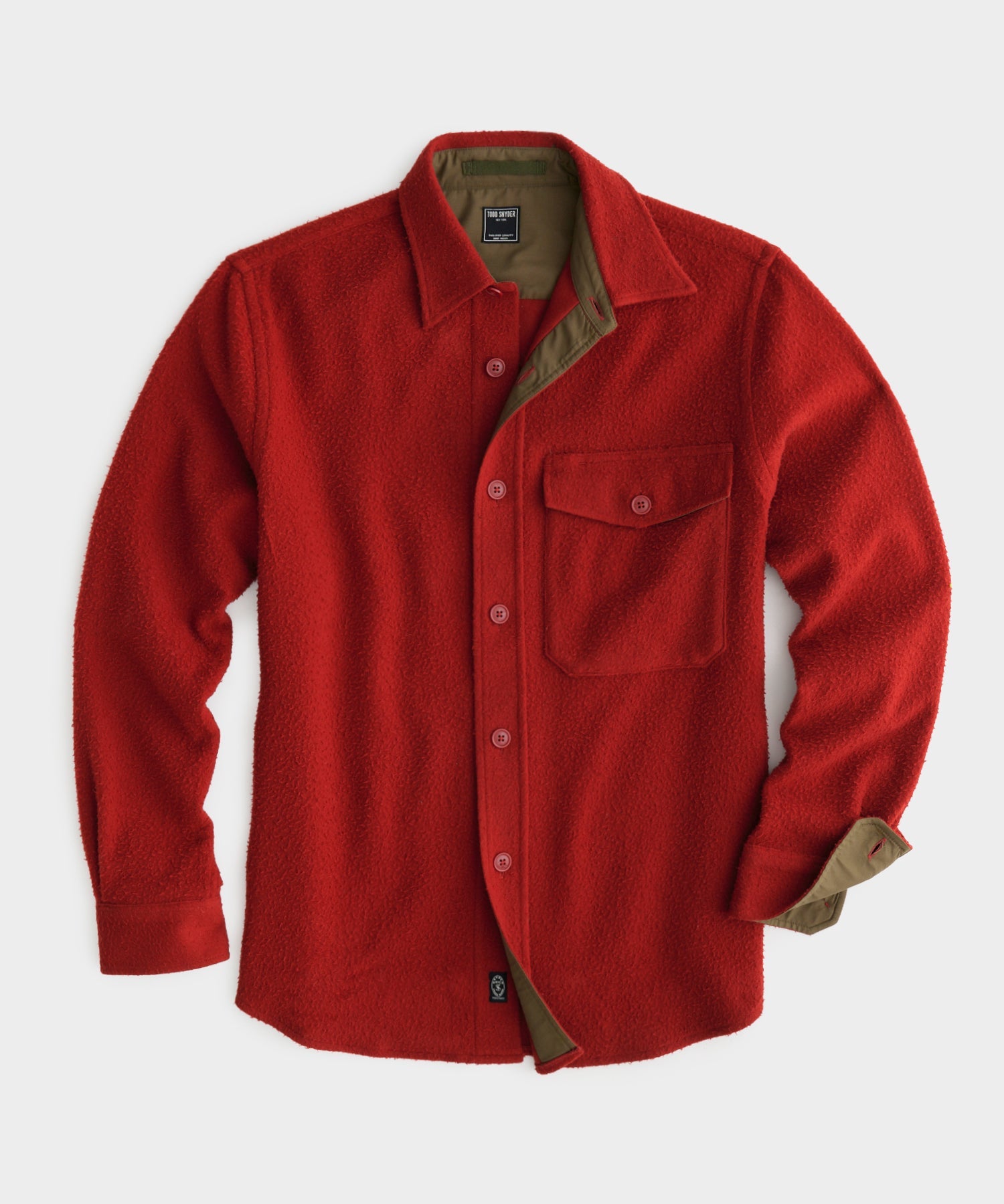 Italian Boucle Overshirt in Red