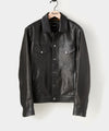 Italian Burnished Leather Dylan Jacket in Black