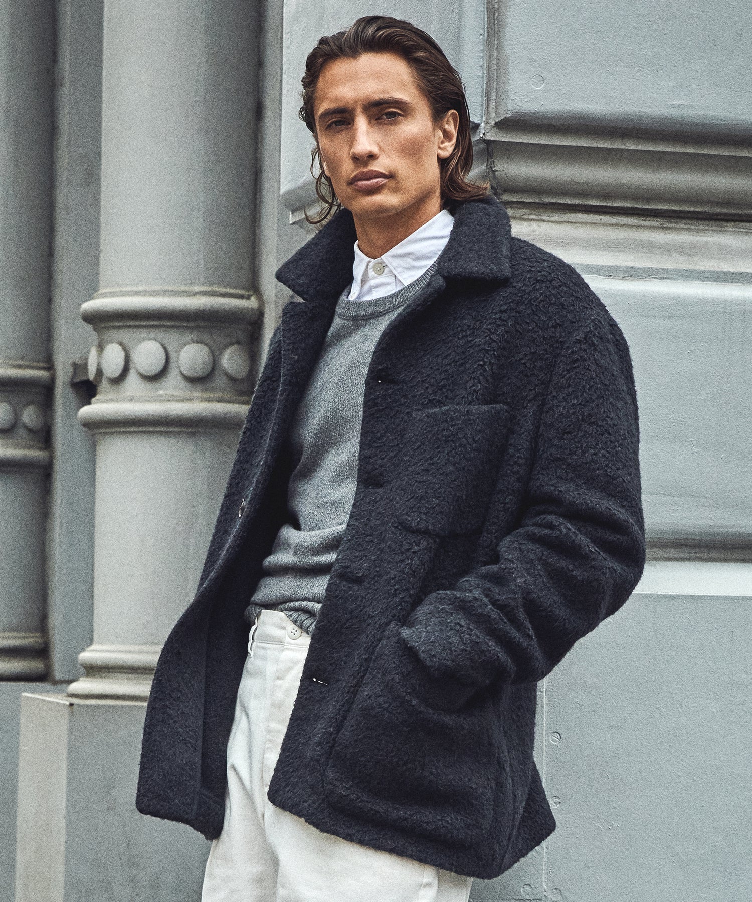 Italian Cashmere Chore Coat in Black Boucle – Todd Snyder