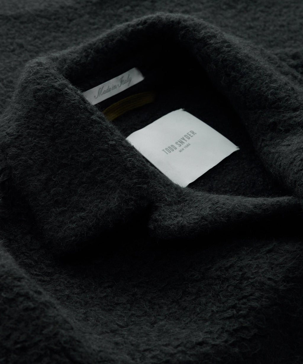 Italian Cashmere Chore Coat in Black Boucle
