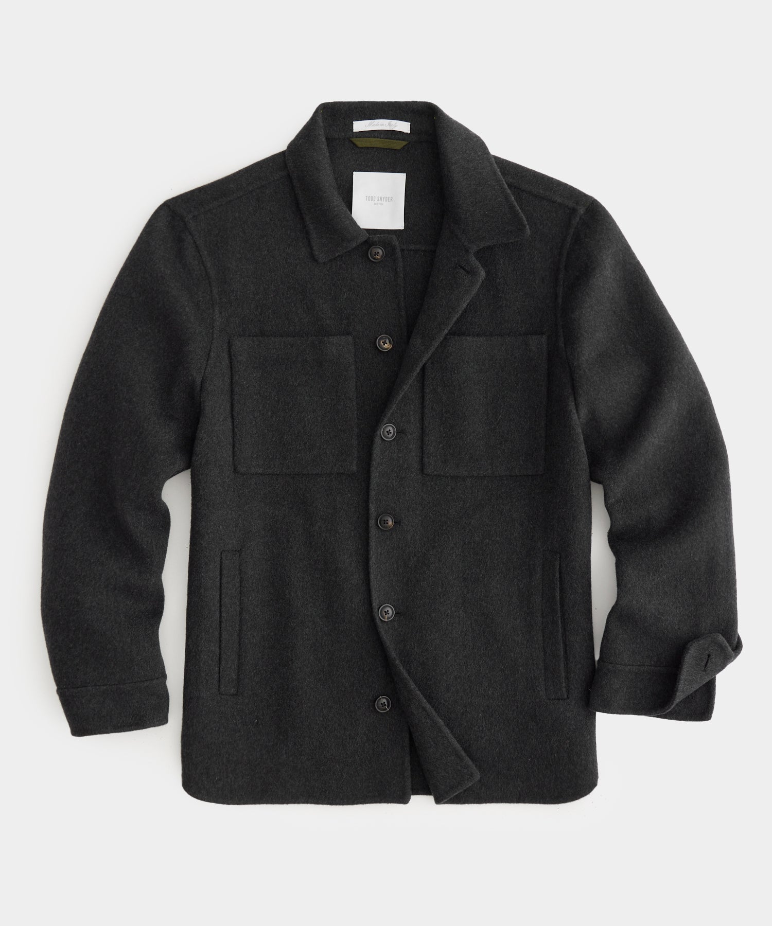 Italian Cashmere Shirt Jacket in Charcoal