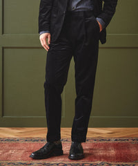 Italian Corduroy Madison Suit Pant in Black