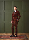Italian Corduroy Sutton Suit Pant in Rust