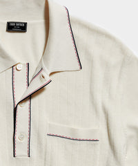 Italian Cotton Silk Tipped Riviera Sweater Polo in Ivory