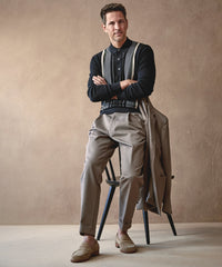 Italian Cotton Twill Madison Suit Pant in Khaki