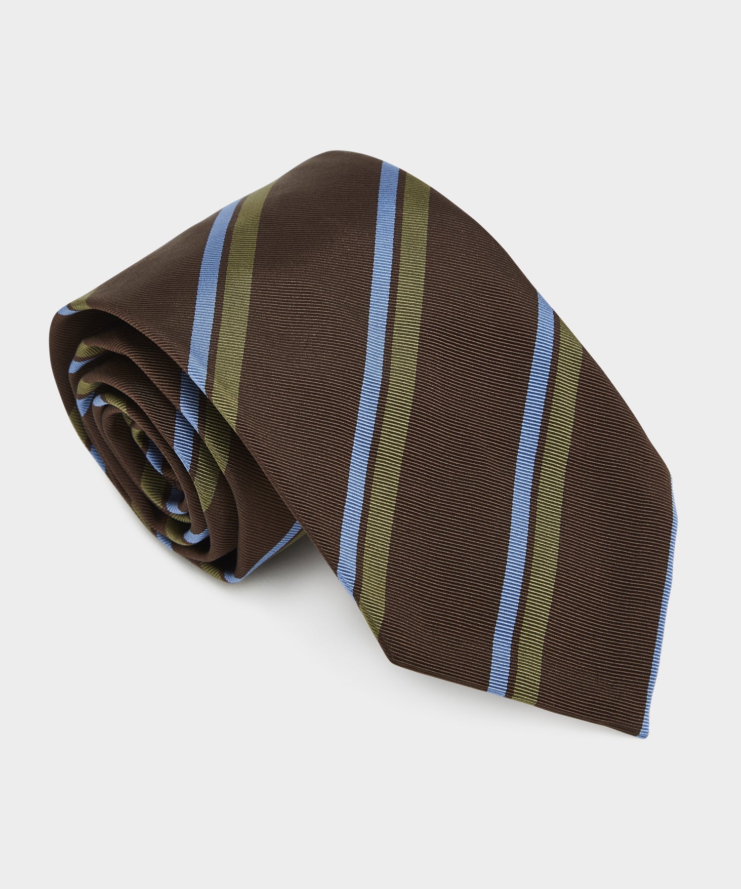 Italian Double Stripe Tie in Brown