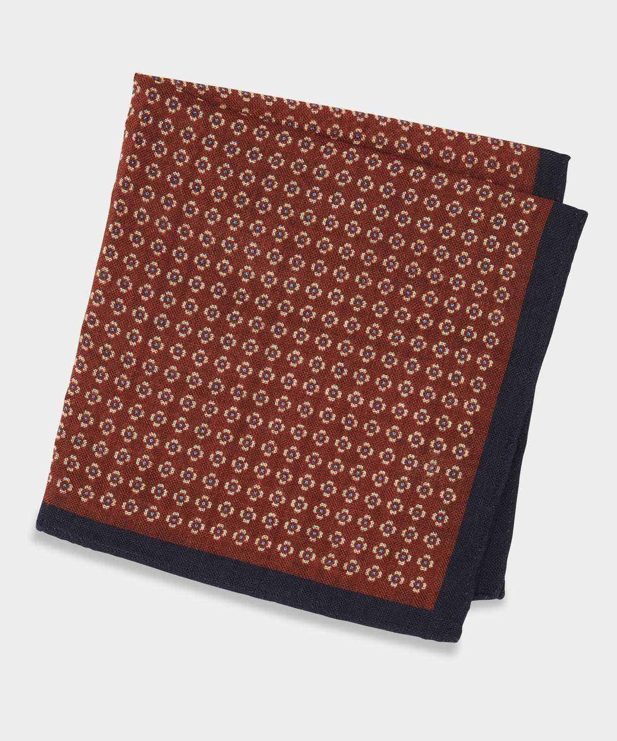 Italian Foulard Pocket Square in Rust
