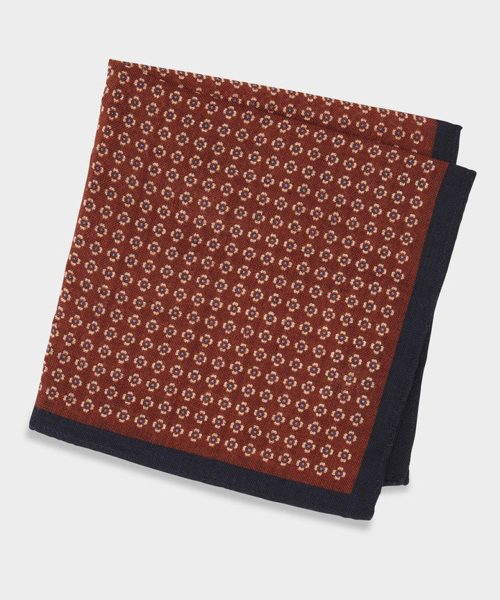 Italian Foulard Pocket Square in Rust