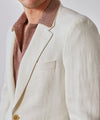 Italian Linen Sutton Suit in White Herringbone
